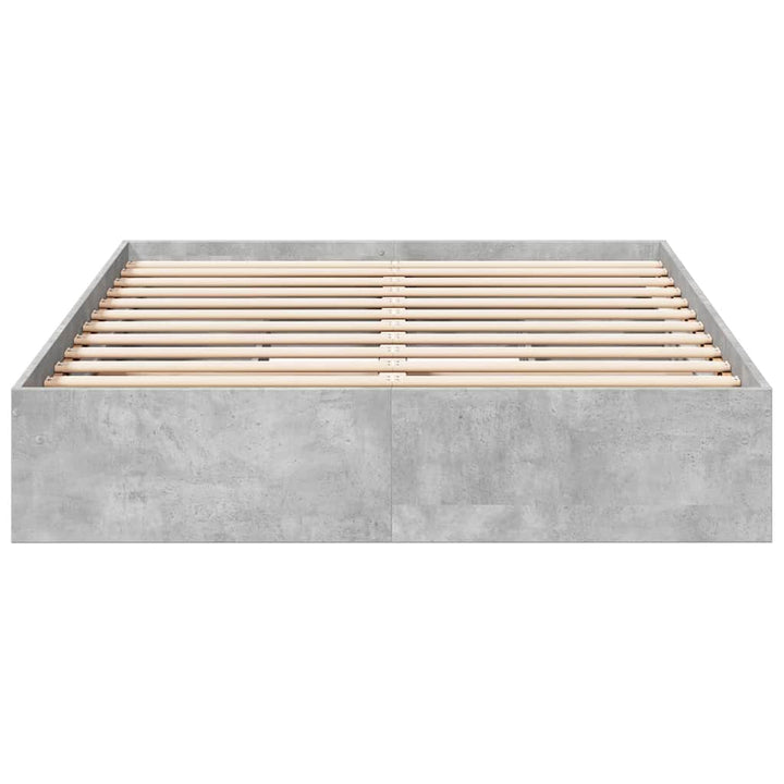 sengeramme med skuffer 135x190 cm konstrueret træ betongrå