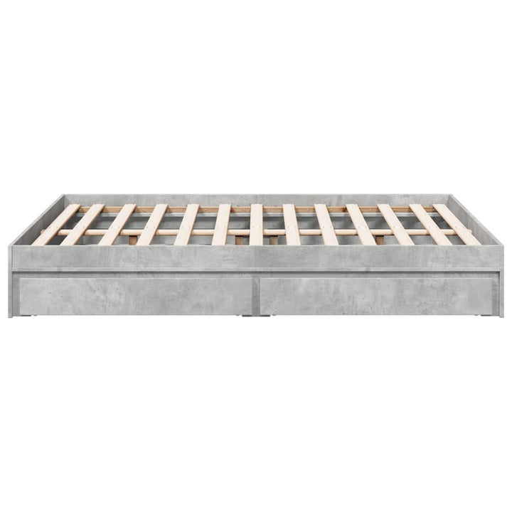 sengeramme med skuffer 135x190 cm konstrueret træ betongrå