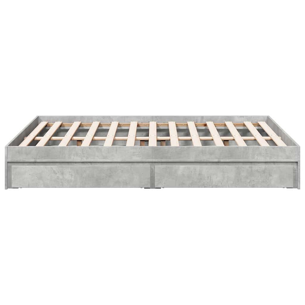 sengeramme med skuffer 135x190 cm konstrueret træ betongrå