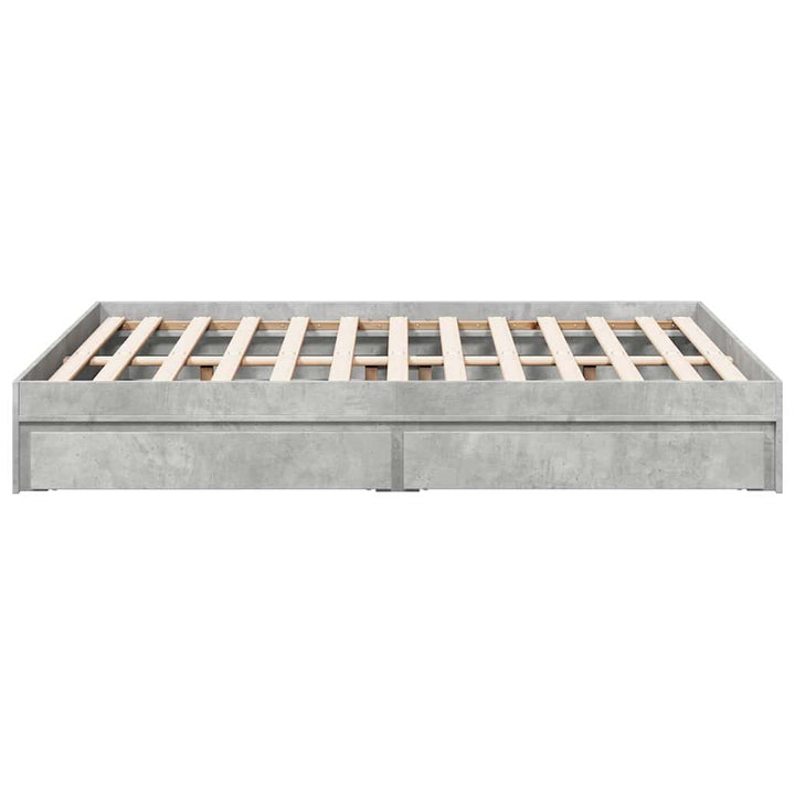 sengeramme med skuffer 135x190 cm konstrueret træ betongrå