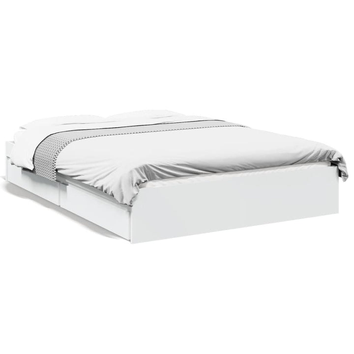 sengeramme med skuffer 120x190 cm konstrueret træ hvid