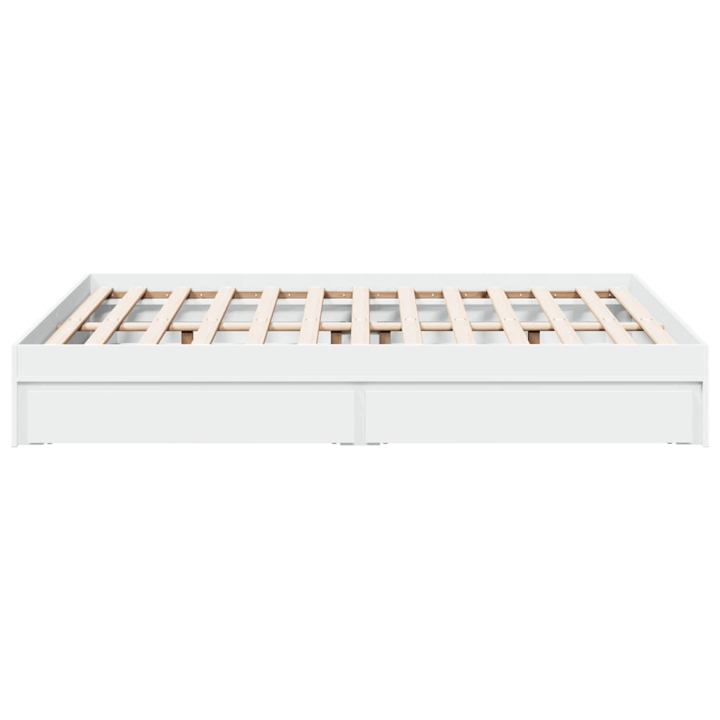 sengeramme med skuffer 120x190 cm konstrueret træ hvid