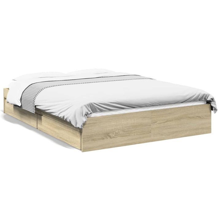 sengeramme med skuffer 120x190 cm konstrueret træ sonoma-eg