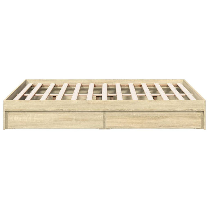sengeramme med skuffer 120x190 cm konstrueret træ sonoma-eg