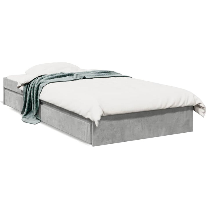 sengeramme med skuffer 90x190 cm konstrueret træ betongrå