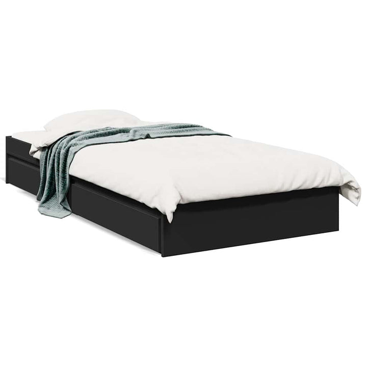 sengeramme med skuffer 75x190 cm konstrueret træ sort