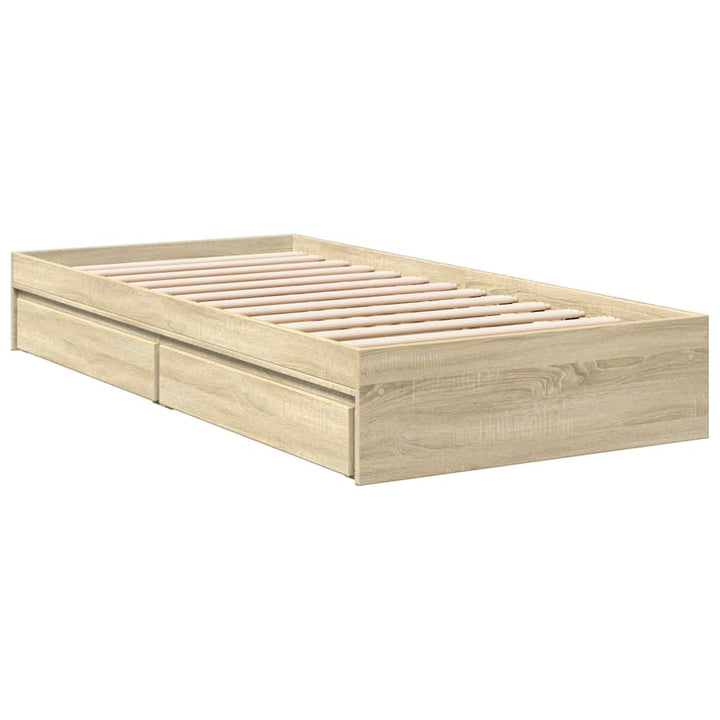 sengeramme med skuffer 75x190 cm konstrueret træ sonoma-eg