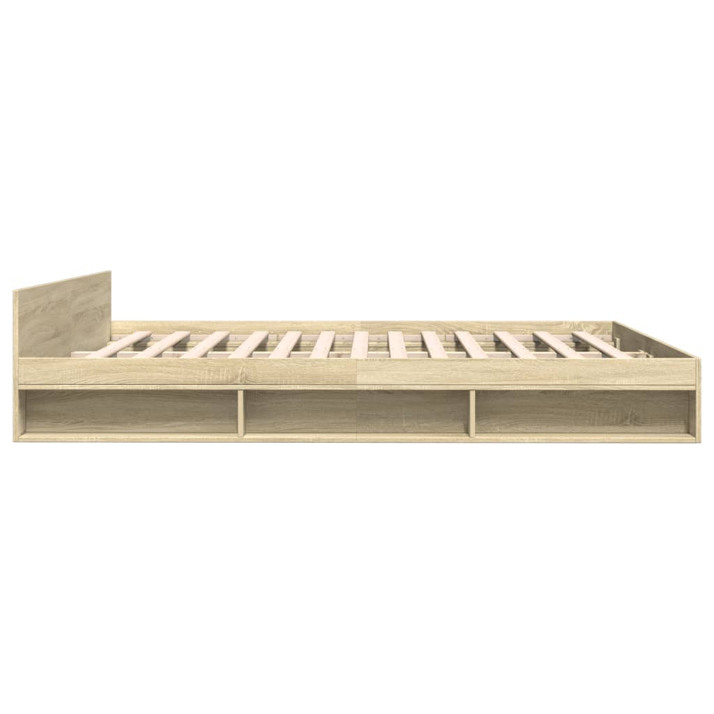 sengeramme med skuffer 200x200 cm konstrueret træ sonoma-eg