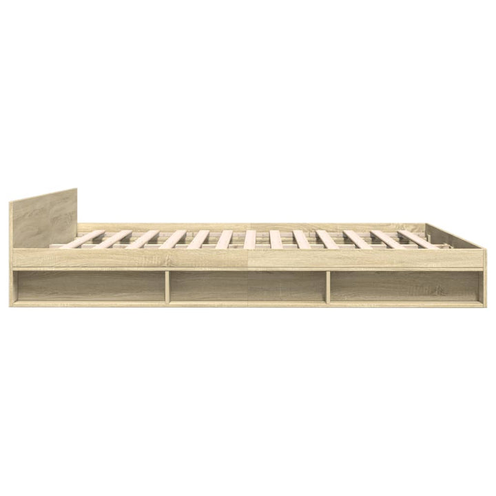 sengeramme med skuffer 200x200 cm konstrueret træ sonoma-eg