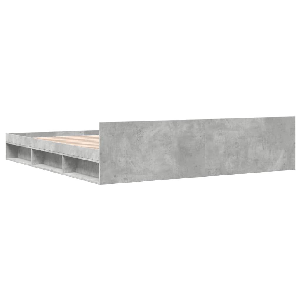 sengeramme med skuffer 200x200 cm konstrueret træ betongrå