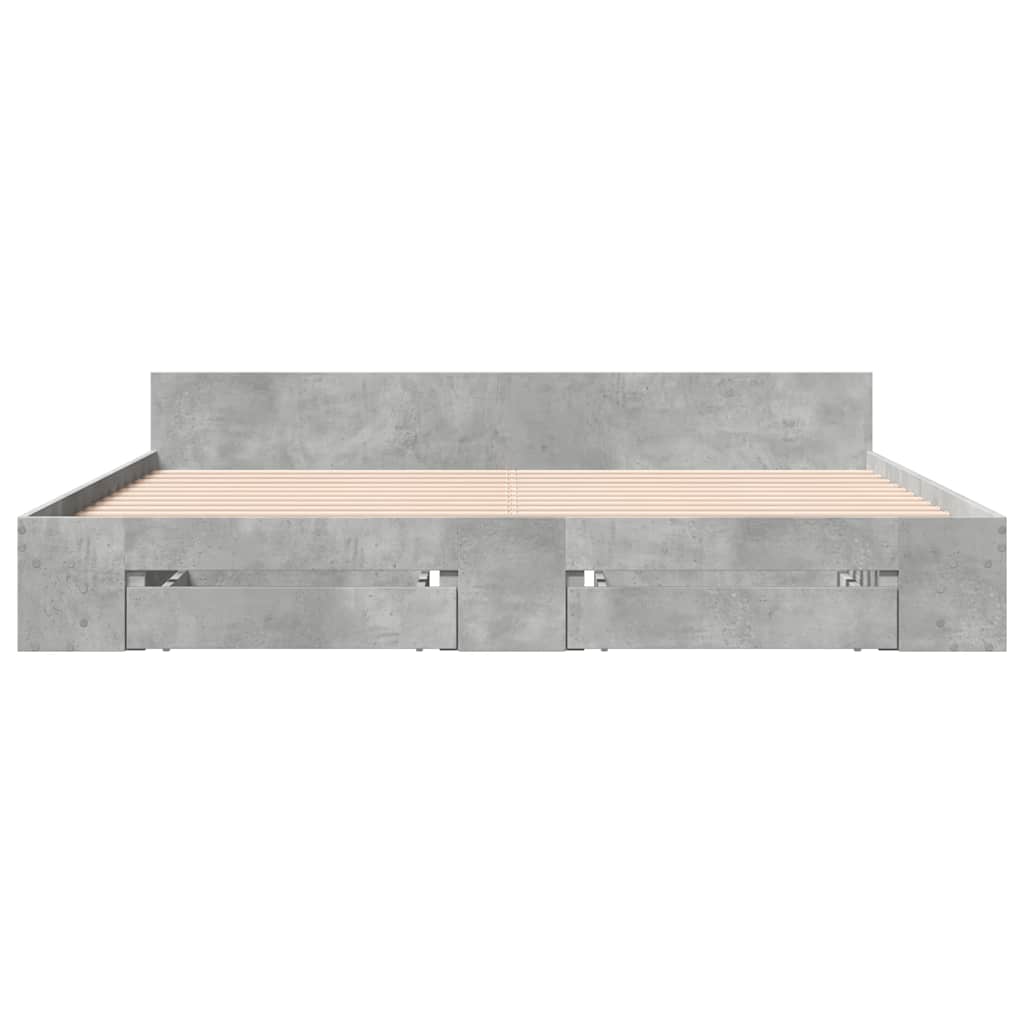 sengeramme med skuffer 180x200 cm konstrueret træ betongrå