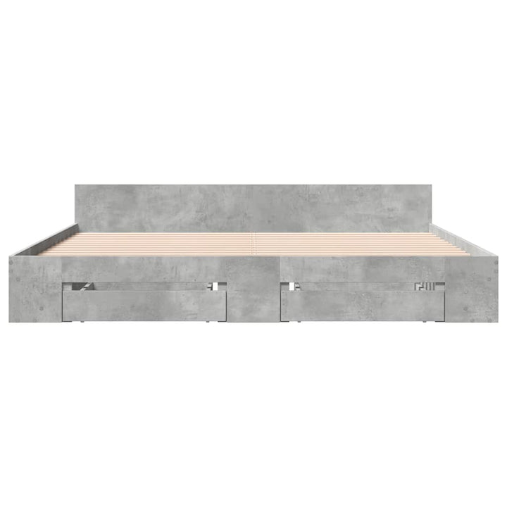 sengeramme med skuffer 180x200 cm konstrueret træ betongrå