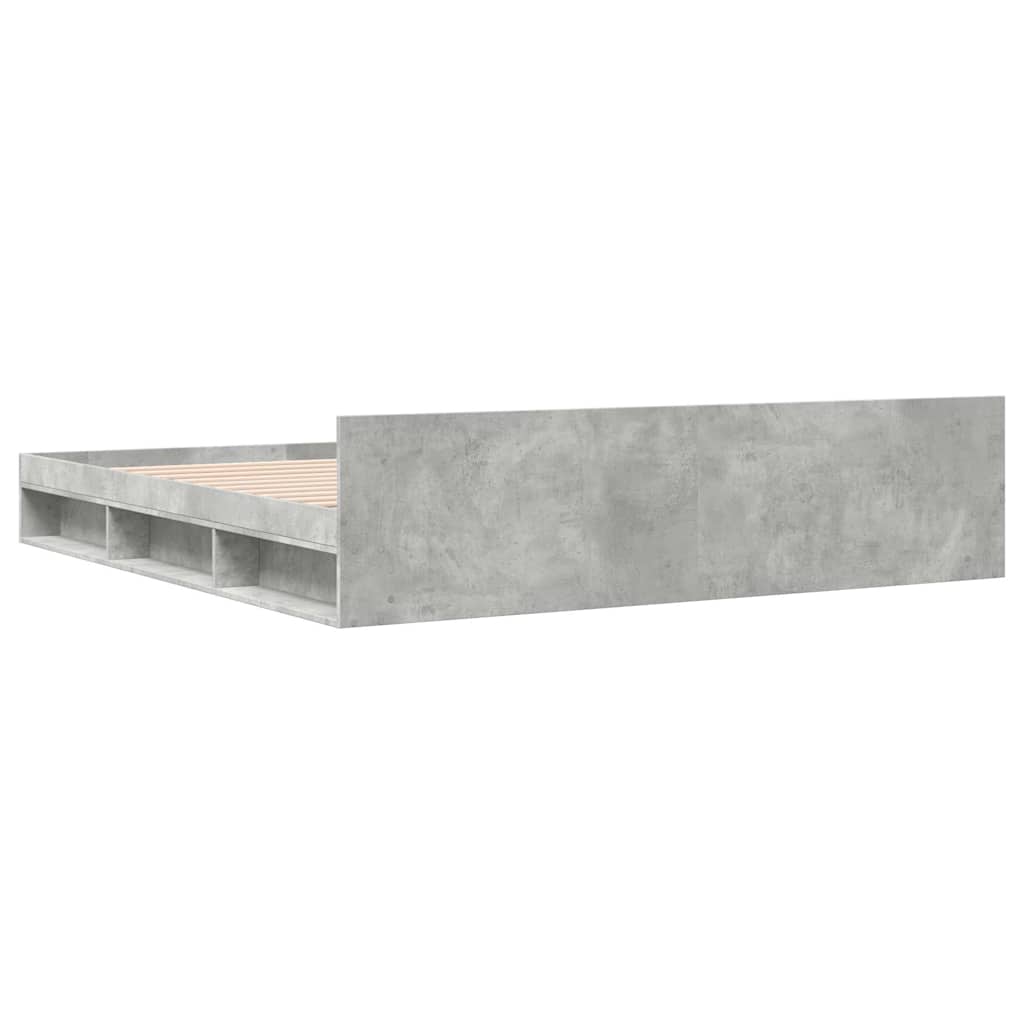sengeramme med skuffer 180x200 cm konstrueret træ betongrå