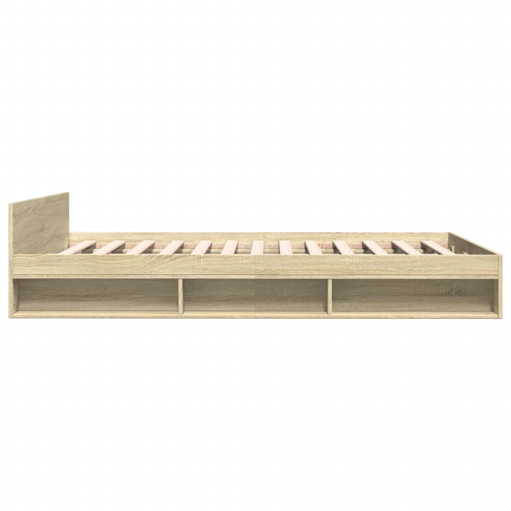 sengeramme med skuffer 160x200 cm konstrueret træ sonoma-eg