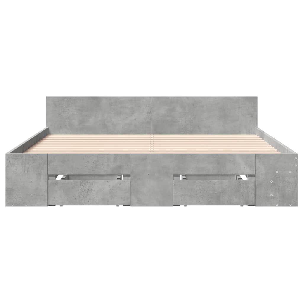 sengeramme med skuffer 160x200 cm konstrueret træ betongrå