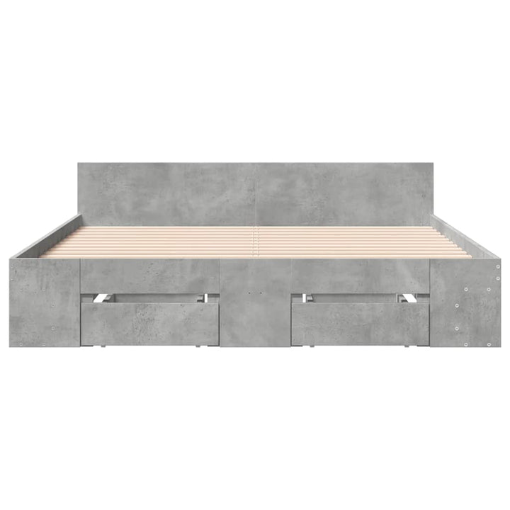 sengeramme med skuffer 160x200 cm konstrueret træ betongrå