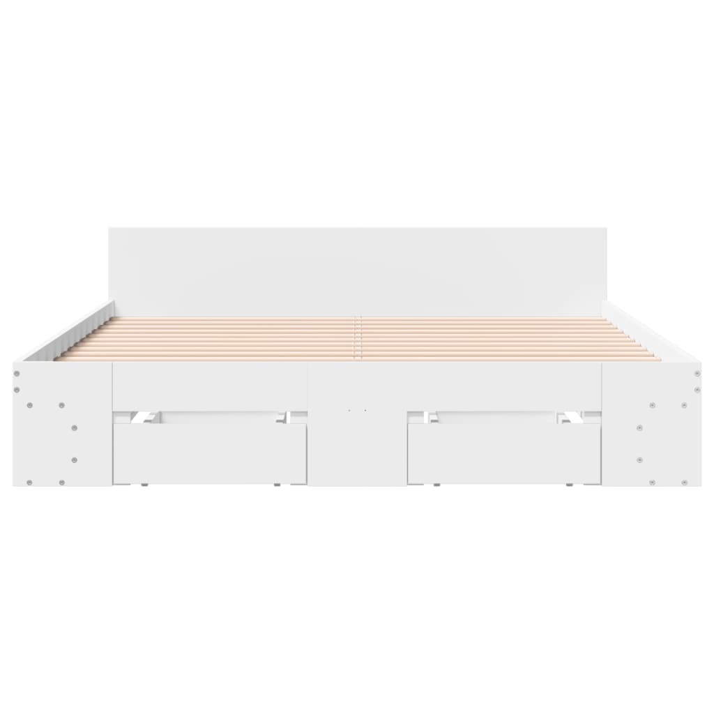 sengeramme med skuffer 150x200 cm konstrueret træ hvid