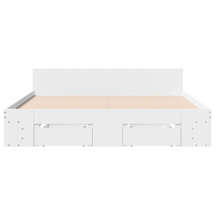 sengeramme med skuffer 150x200 cm konstrueret træ hvid