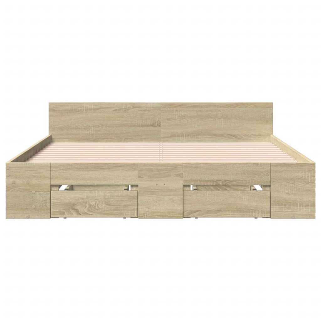 sengeramme med skuffer 120x200 cm konstrueret træ sonoma-eg