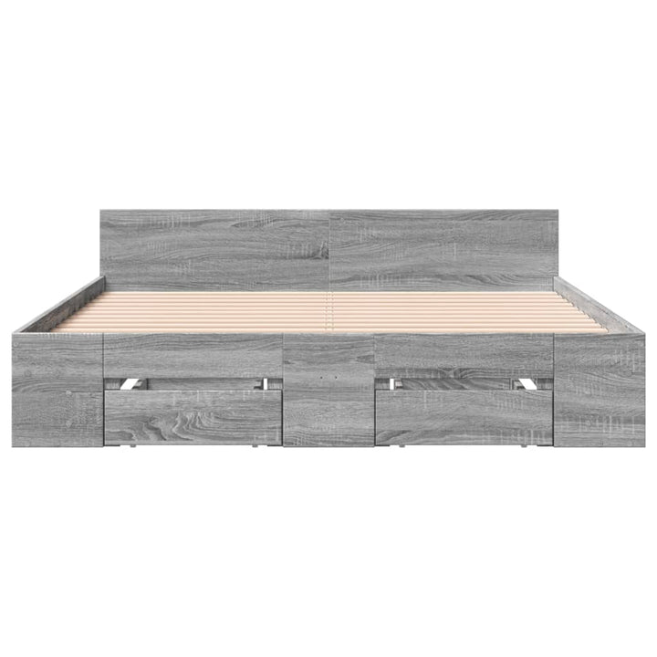 sengeramme med skuffer 120x200 cm konstrueret træ grå sonoma-eg