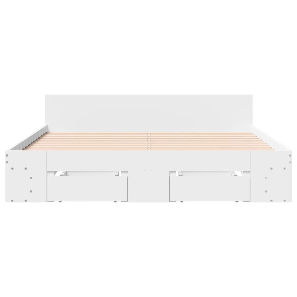 sengeramme med skuffer 140x190 cm konstrueret træ hvid