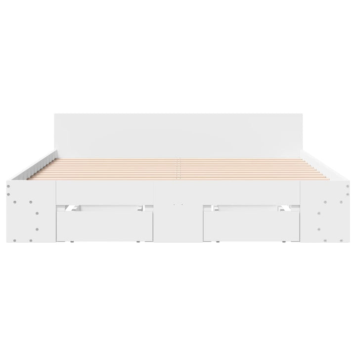 sengeramme med skuffer 140x190 cm konstrueret træ hvid