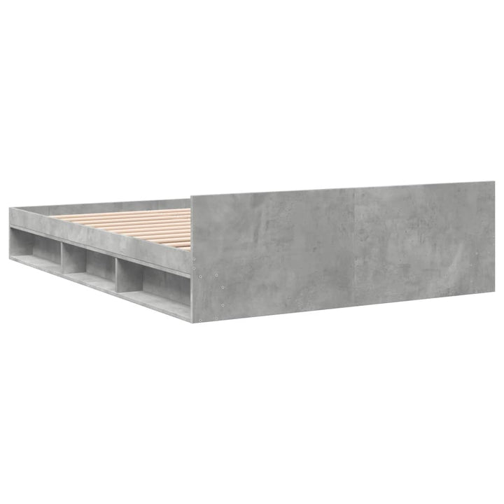 sengeramme med skuffer 140x190 cm konstrueret træ betongrå