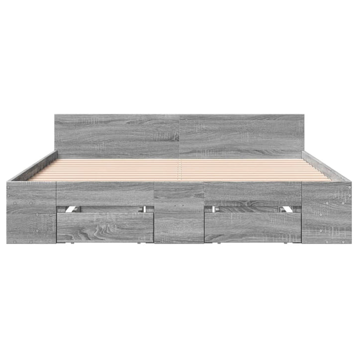 sengeramme med skuffer 140x190 cm konstrueret træ grå sonoma-eg