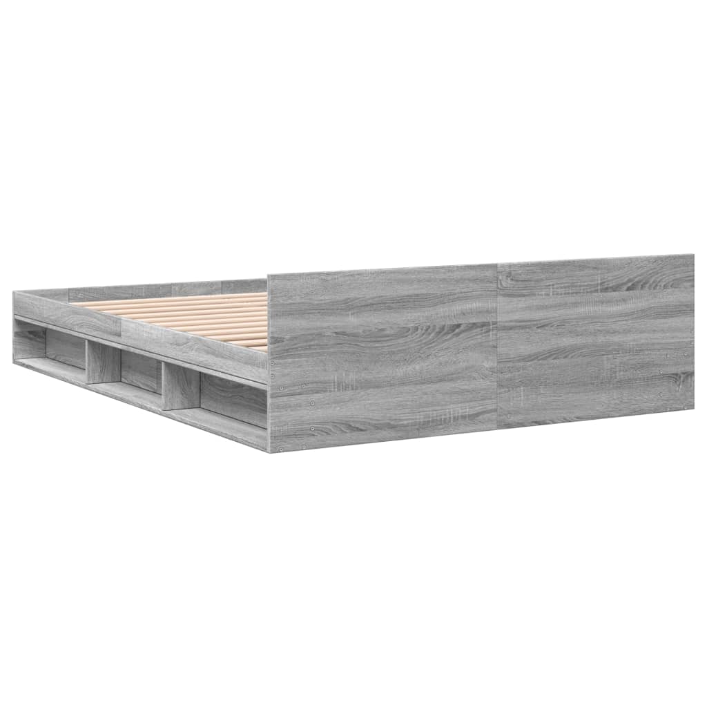 sengeramme med skuffer 140x190 cm konstrueret træ grå sonoma-eg