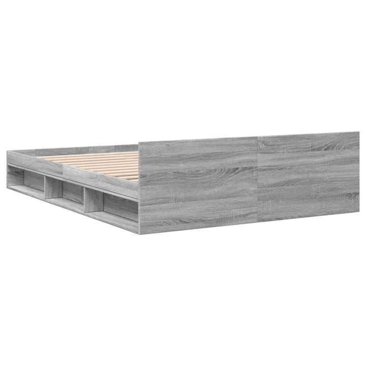 sengeramme med skuffer 140x190 cm konstrueret træ grå sonoma-eg