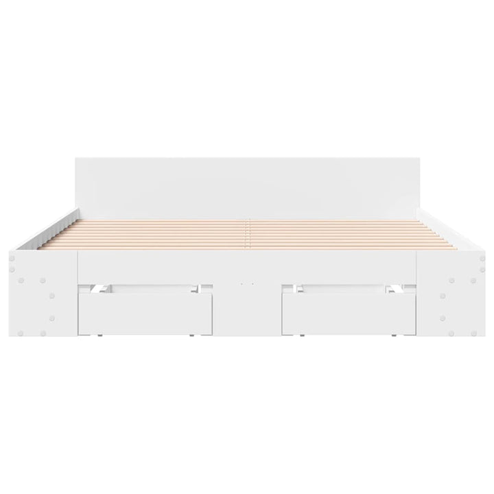 sengeramme med skuffer 120x190 cm konstrueret træ hvid