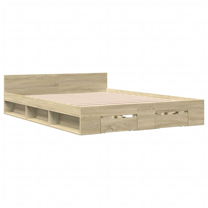 sengeramme med skuffer 120x190 cm konstrueret træ sonoma-eg