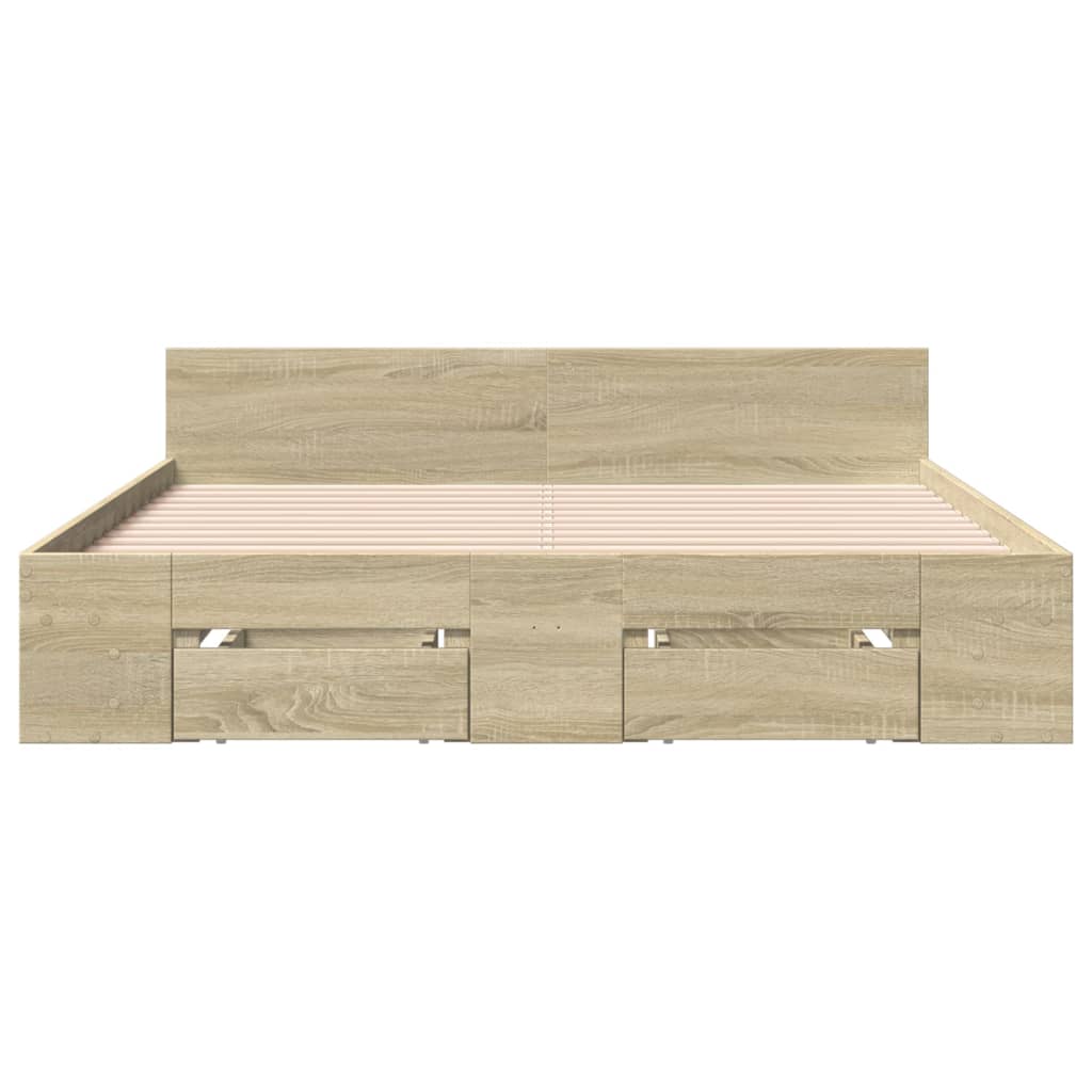 sengeramme med skuffer 120x190 cm konstrueret træ sonoma-eg