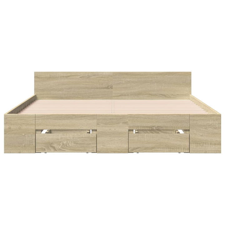 sengeramme med skuffer 120x190 cm konstrueret træ sonoma-eg