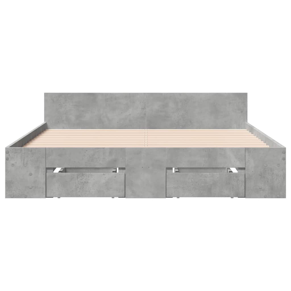 sengeramme med skuffer 120x190 cm konstrueret træ betongrå