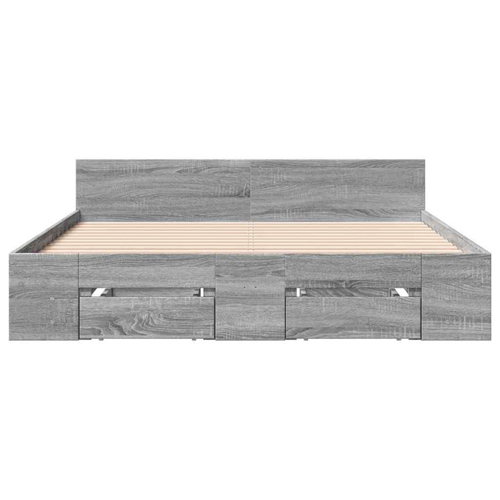 sengeramme med skuffer 120x190 cm konstrueret træ grå sonoma-eg