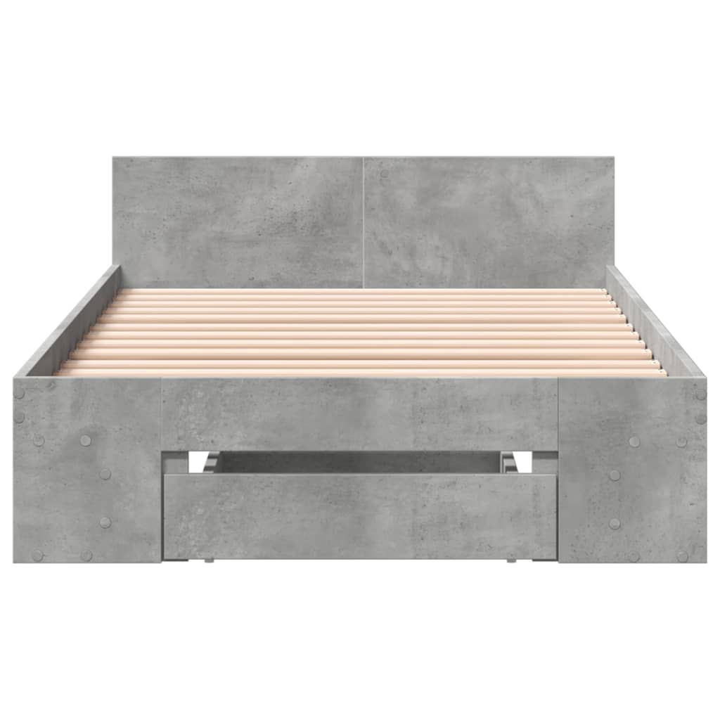 sengeramme med skuffe 90x190 cm konstrueret træ betongrå