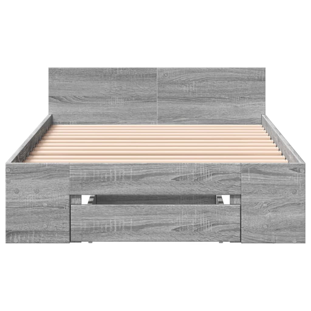 sengeramme med skuffe 90x190 cm konstrueret træ grå sonoma-eg