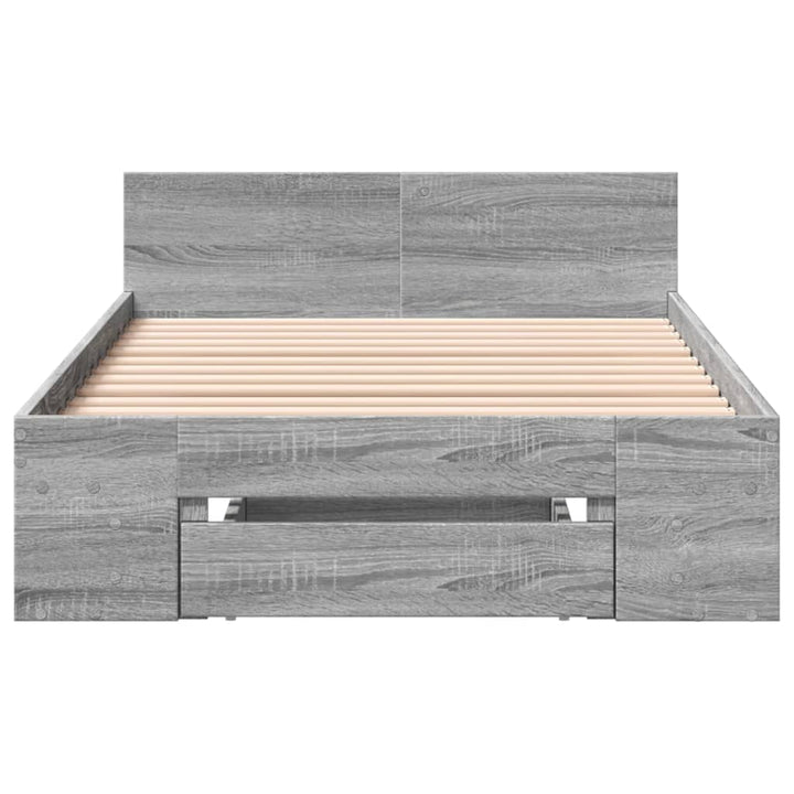 sengeramme med skuffe 90x190 cm konstrueret træ grå sonoma-eg