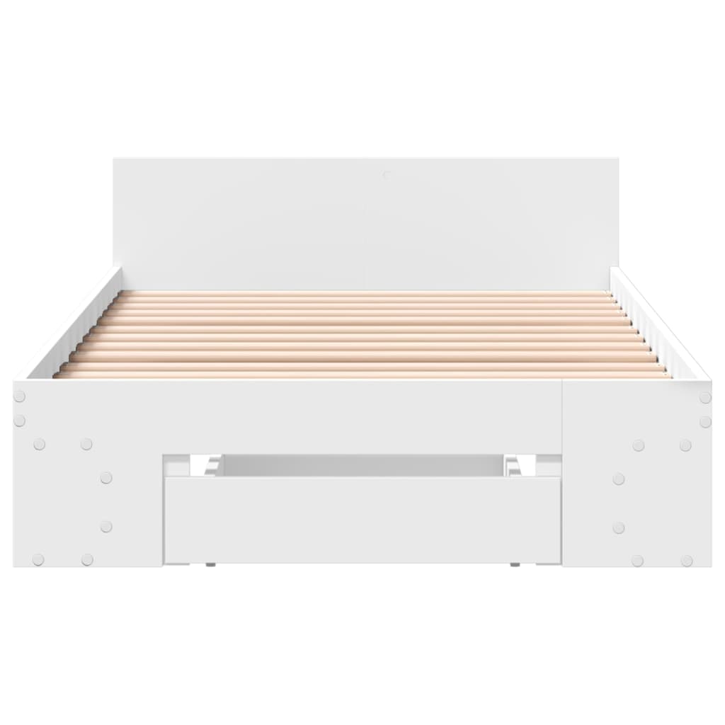 sengeramme med skuffe 100x200 cm konstrueret træ hvid
