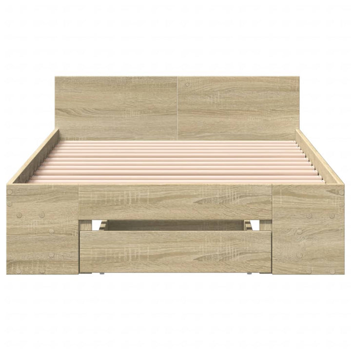 sengeramme med skuffe 100x200 cm konstrueret træ sonoma-eg