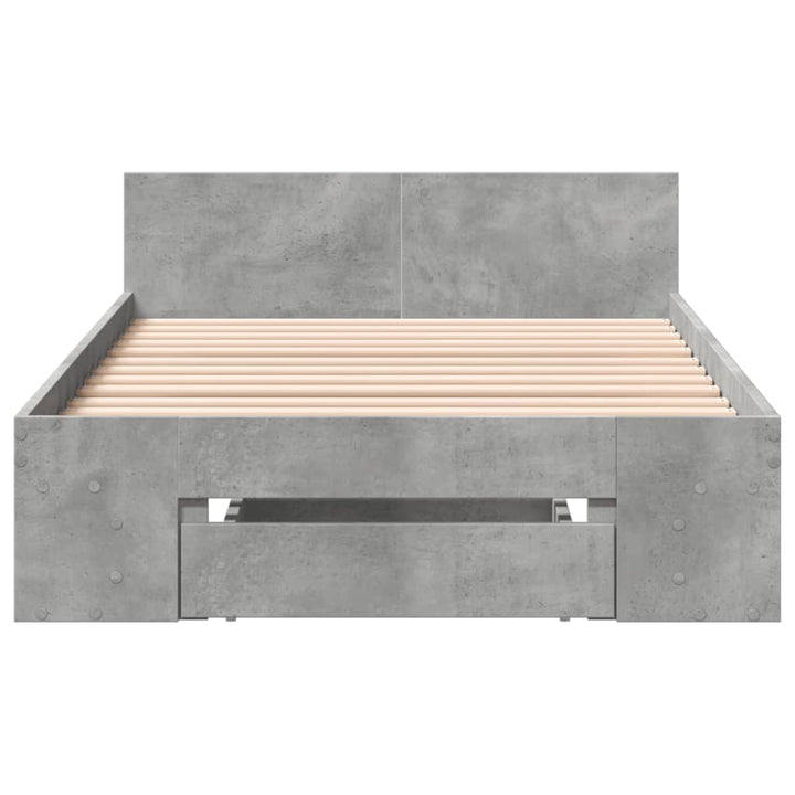 sengeramme med skuffe 100x200 cm konstrueret træ betongrå