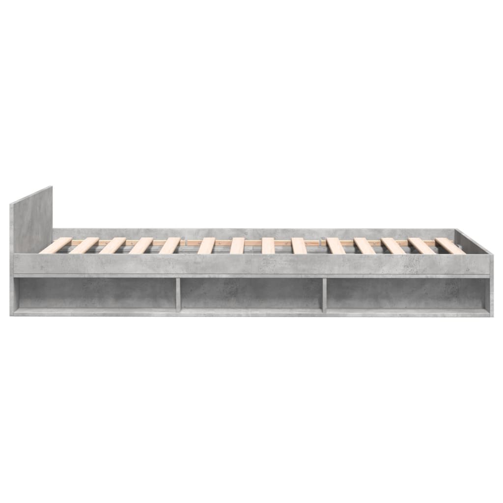 sengeramme med skuffe 100x200 cm konstrueret træ betongrå