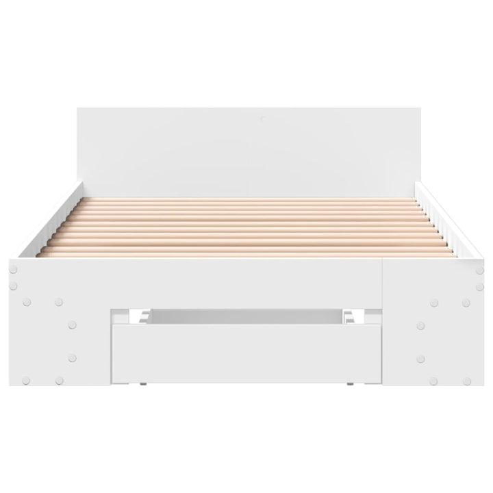 sengeramme med skuffe 90x200 cm konstrueret træ hvid