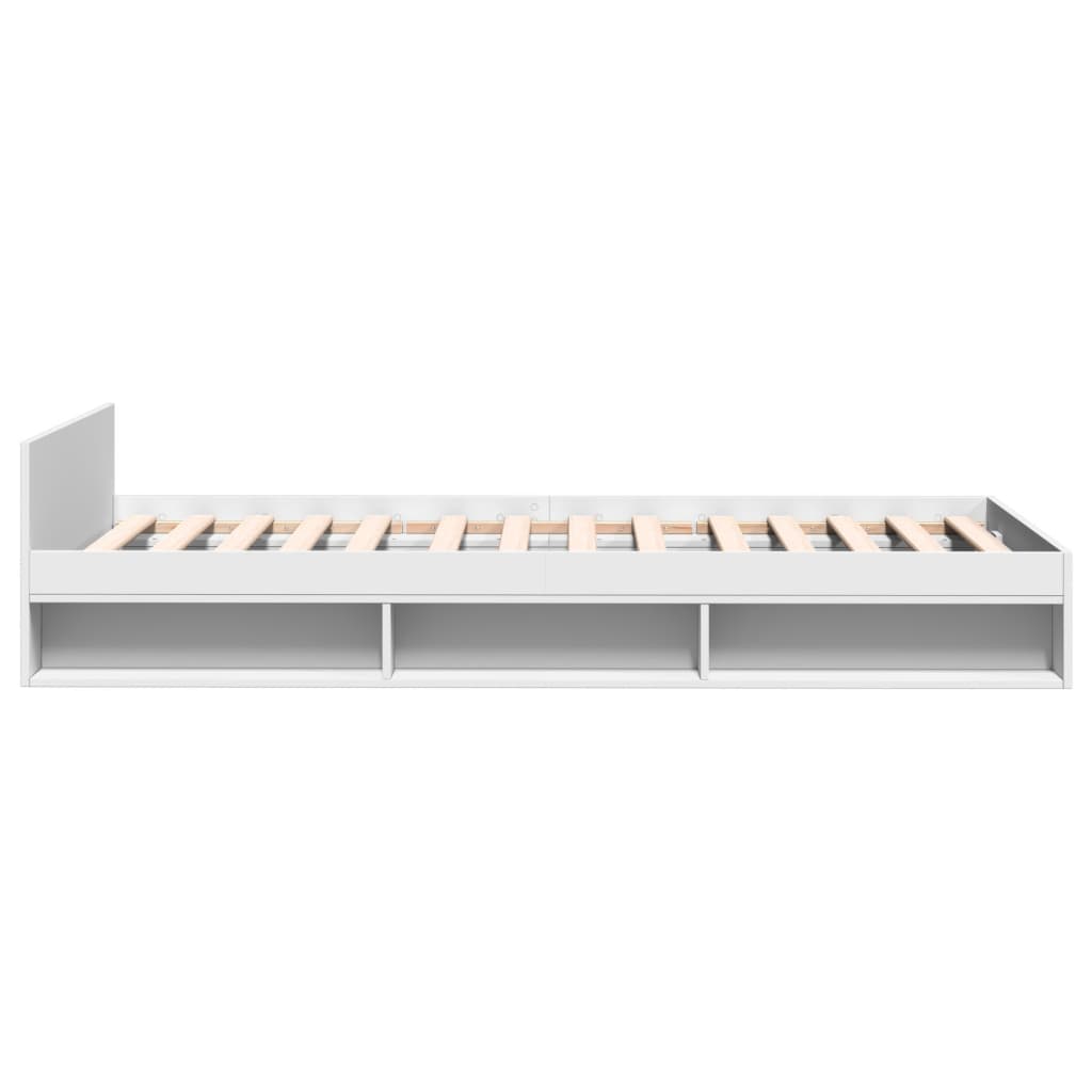 sengeramme med skuffe 90x200 cm konstrueret træ hvid