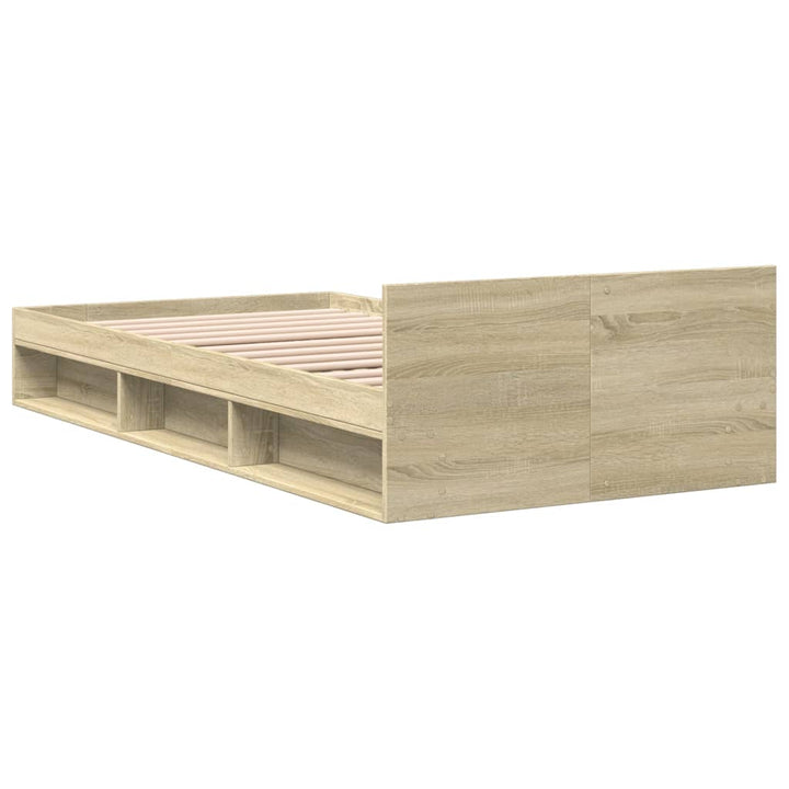 sengeramme med skuffe 90x200 cm konstrueret træ sonoma-eg