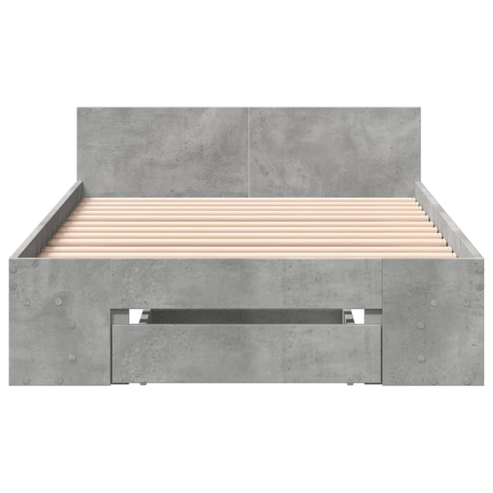 sengeramme med skuffe 90x200 cm konstrueret træ betongrå