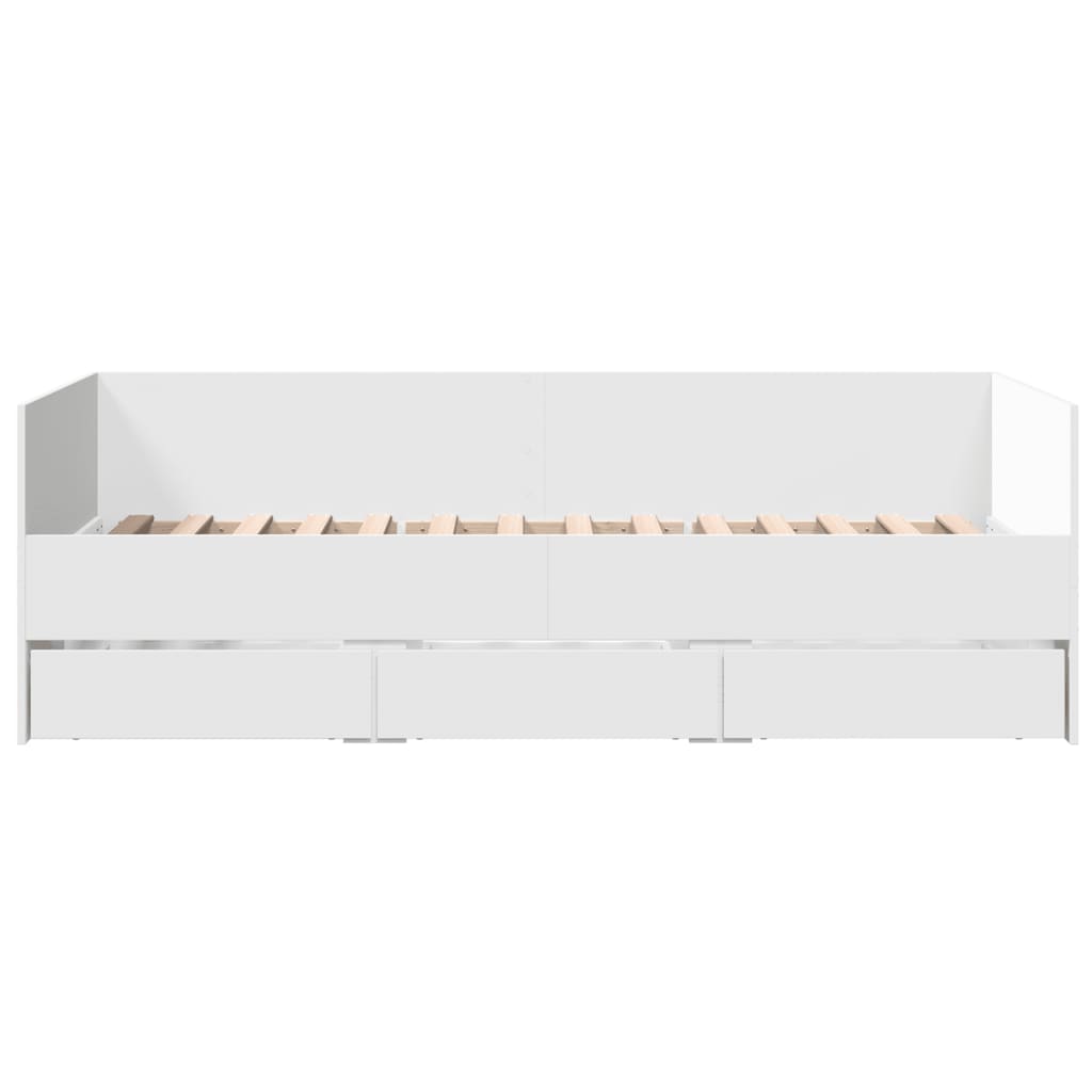 daybed med skuffer uden madras 100x200 cm hvid