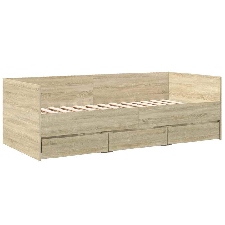daybed med skuffer uden madras 100x200 cm sonoma-eg