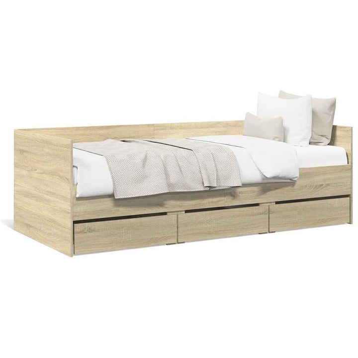 daybed med skuffer uden madras 100x200 cm sonoma-eg